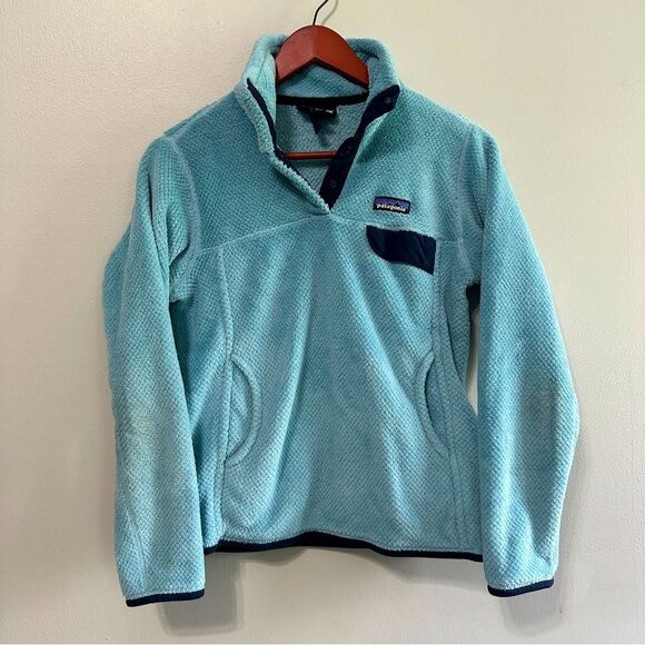 Patagonia Women’s Synchilla Pullover Sweatshirt Small Blue 1/4 Snap Fleece - Picture 1 of 4